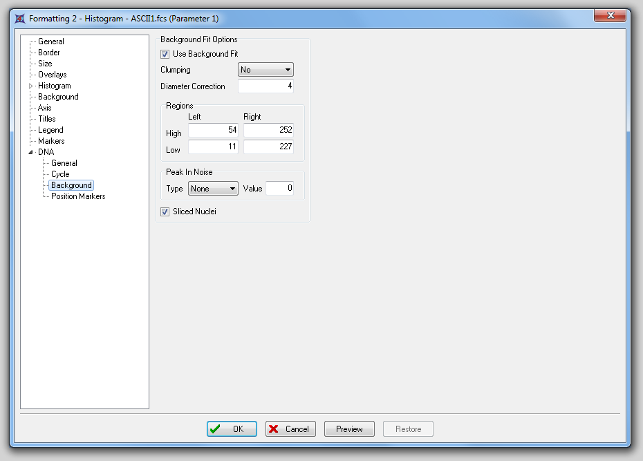 图24.4  Formatting a DNA Histogram - Background Options (格式化DNA柱状图 - 背景选项)